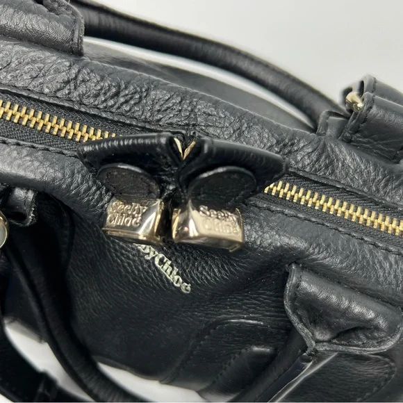 See By Chloe Kay Black Leather Satchel Shoulder Crossbody Bag - Picture 4 of 16